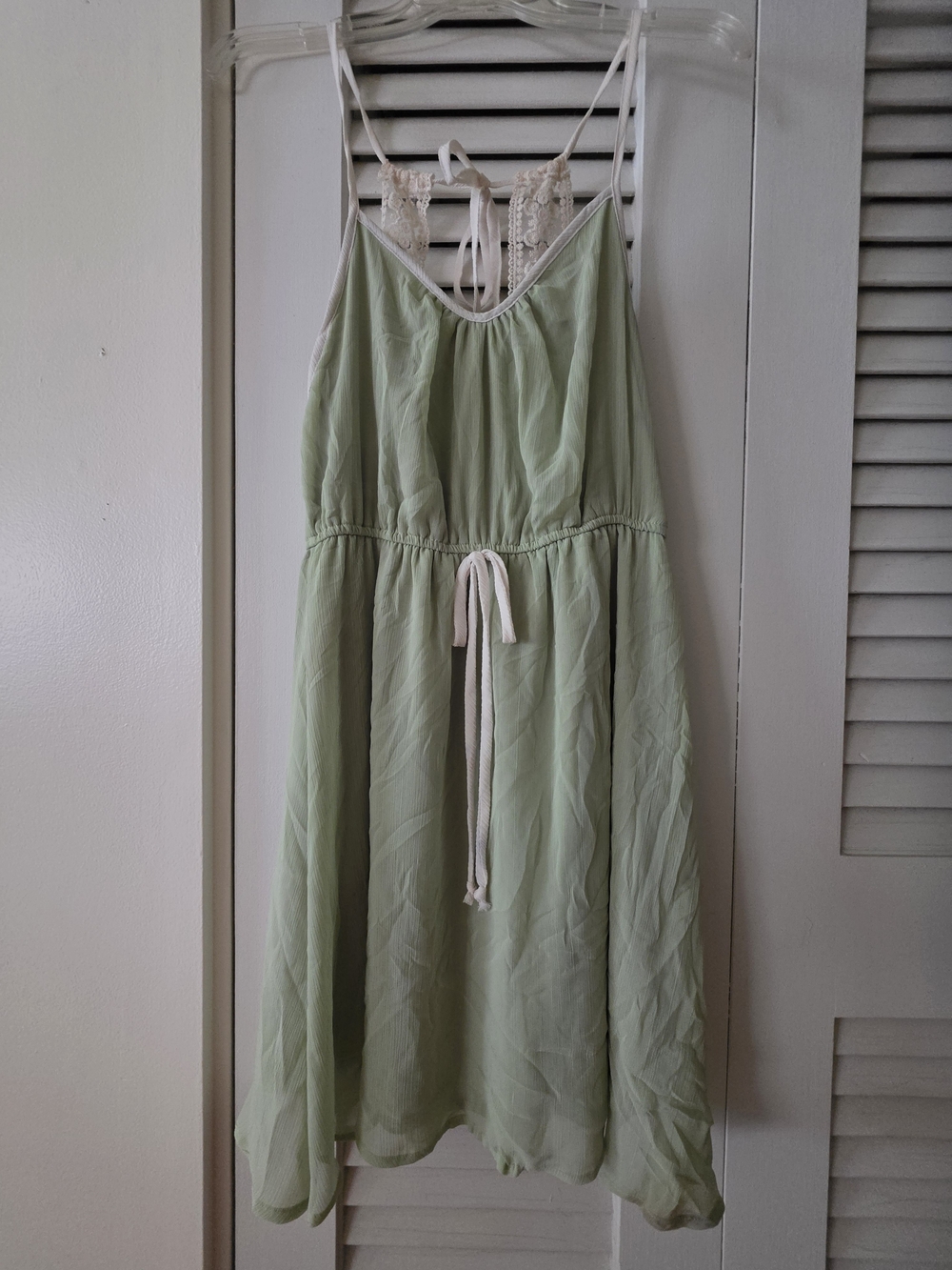 Papaya Sage Green Dress with Lace Back